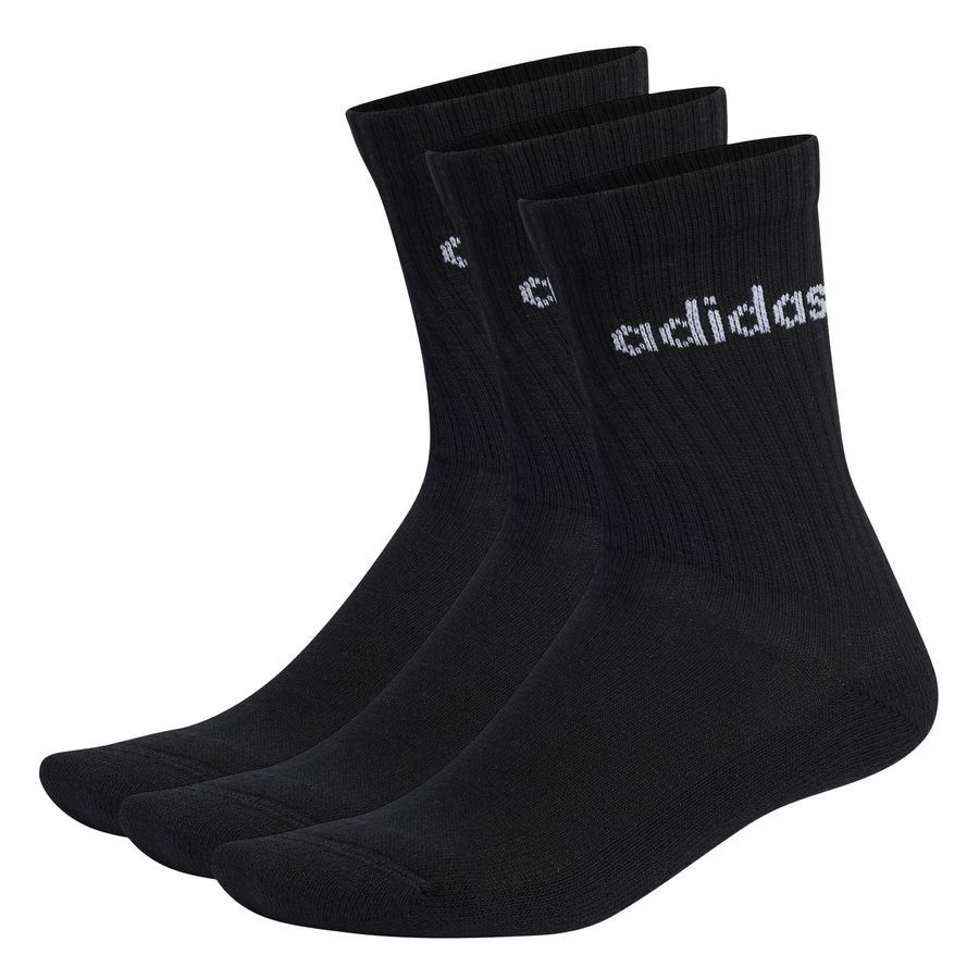adidas Chaussettes Cushioned Linear Crew Pack de 3 - Noir/Blanc