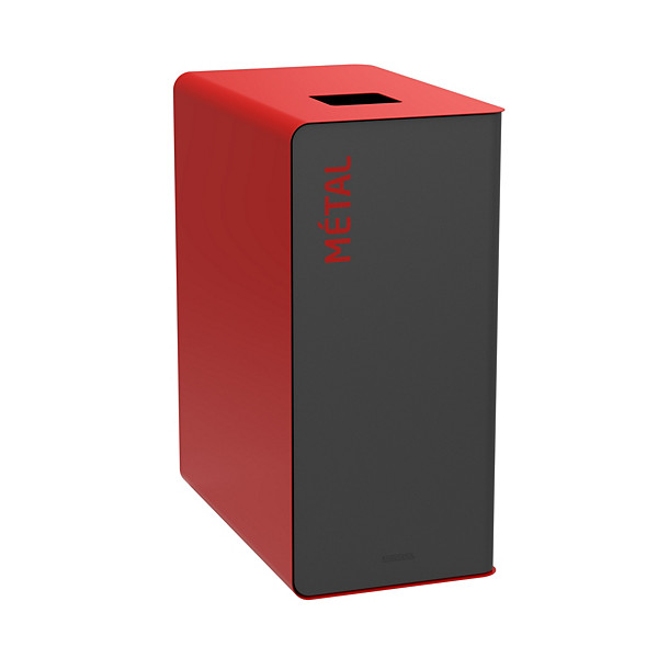 ROSSIGNOL Borne de tri selectif 65 L sans serrure - cubatri - tri metal - gris manganese / rouge signalisation