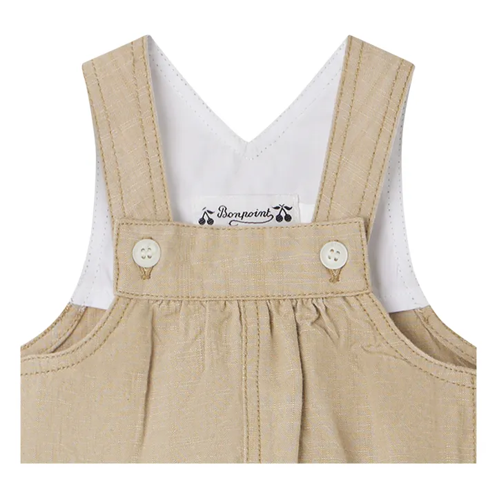 Bonpoint Barboteuse à Bretelles Chambray Ever | Vert kaki clair