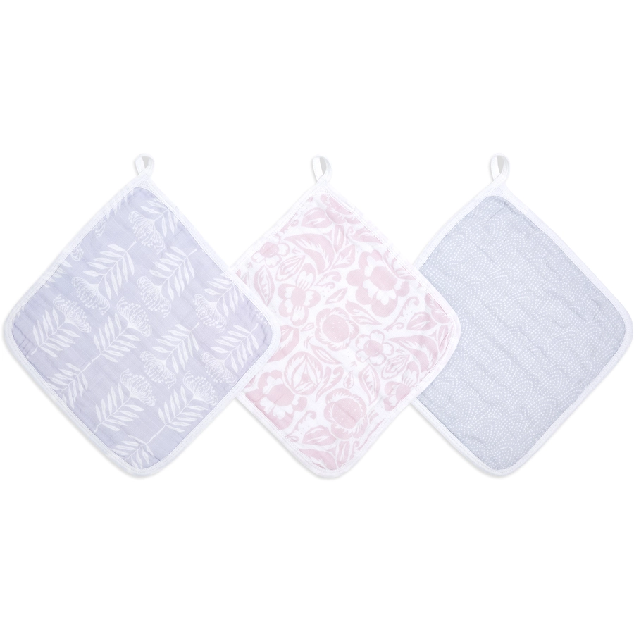 aden + anais™ essentials Baumwoll-Musselin-Waschlappen 3er-Pack damsel