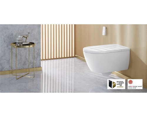 Villeroy & Boch ViClean-I 100 douchetoiletset, diepe spoeling, open rand, glanzend wit met coating, met toiletzitting V0E100R1