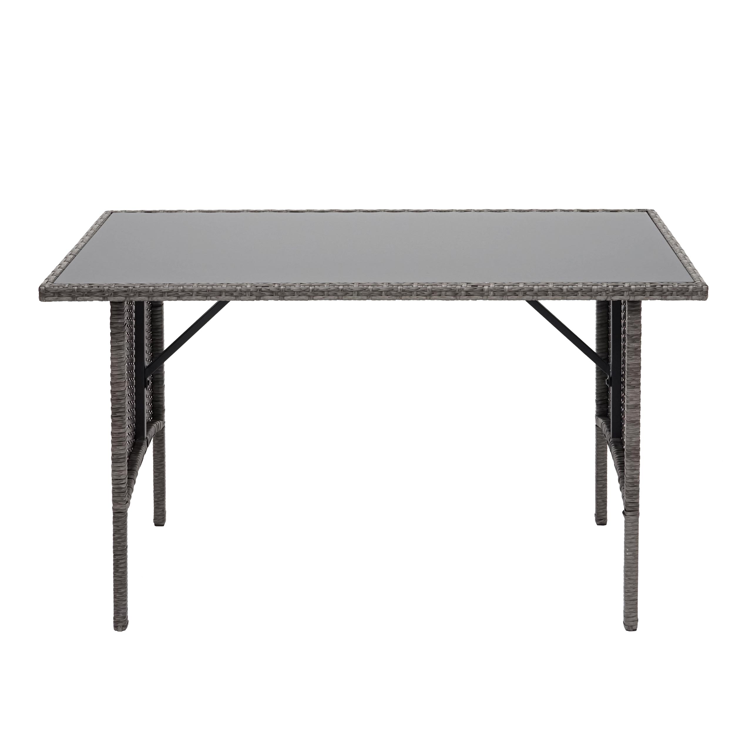 Poly-Rattan Esstisch MCW-G16, Esszimmertisch Gartentisch Tisch, Gastronomie 112x60cm ~ grau