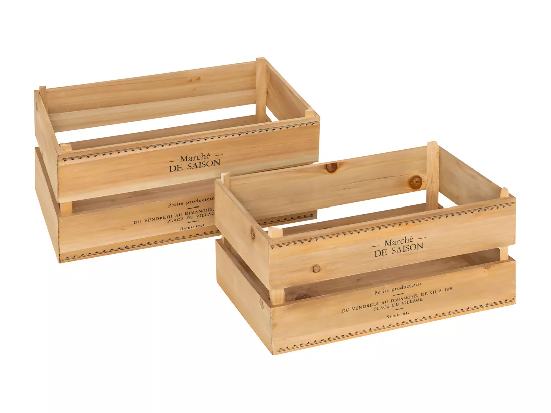 Lot de 2 Cagettes en Bois 