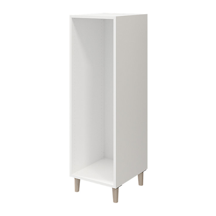 Commode sur pieds blanche et effet chêne 6 tiroirs GoodHome Atomia H. 123,5 x L. 37,5 x P. 47 cm