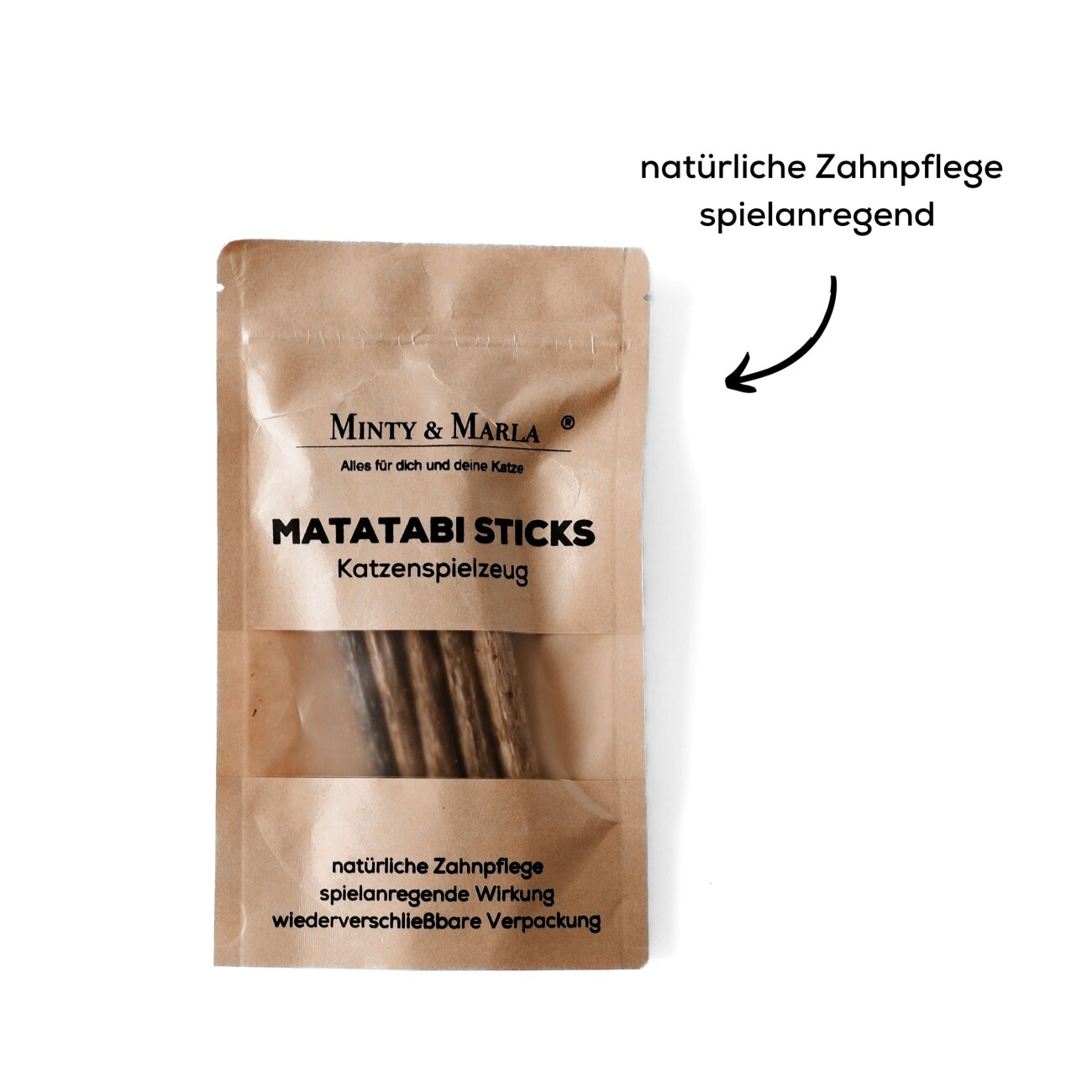 Minty&Marla Matatabi Sticks 5er Pack natürliches Katzenspielzeug