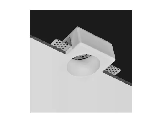 Collerette Downlight Intégration Plâtre pour Ampoule LED GU10/GU5.3 Coupe 83x83 mm UGR17 Blanc