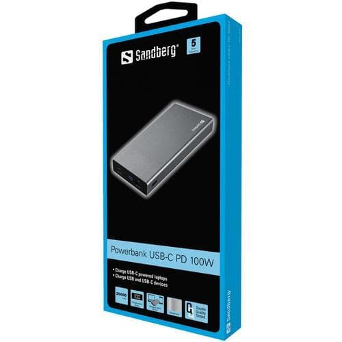 20.000 mAh PD 100W PowerBank USB-C, Alu