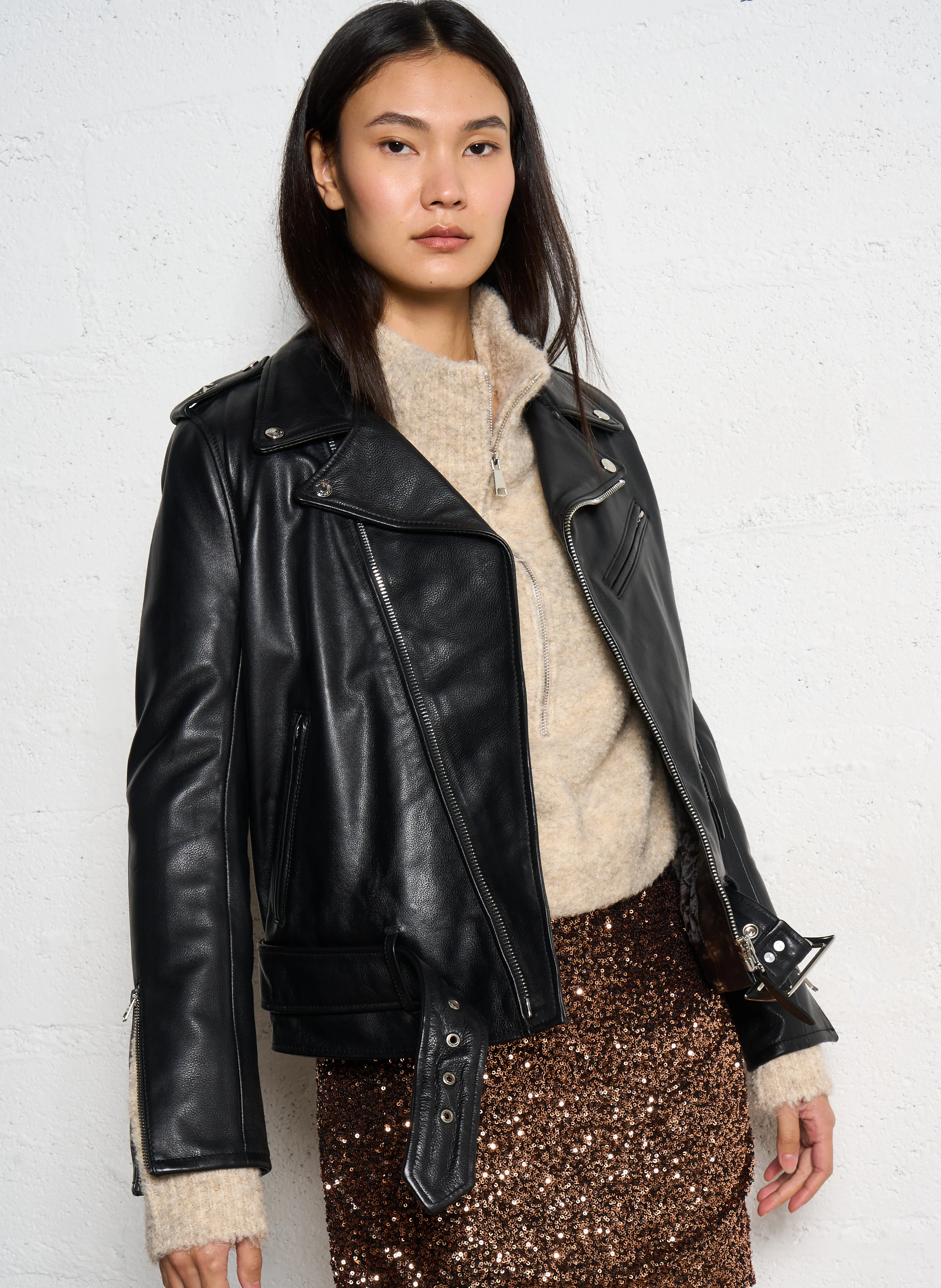 Blouson Perfecto en cuir de vachette | Noir