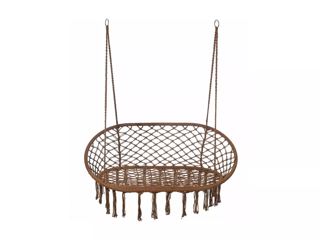Fauteuil Suspendu Rebecca Mobili Hesperis 150x130x70 Polycoton Acier Marron Boho
