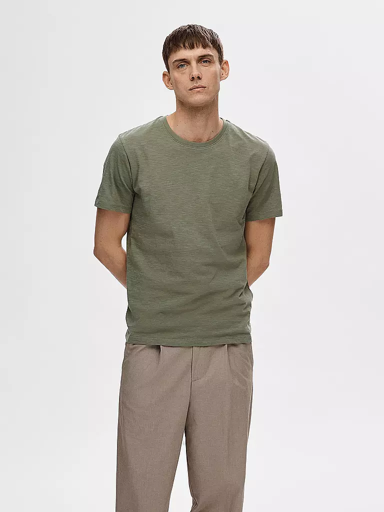 SELECTED T-Shirt SLHASPEN grün