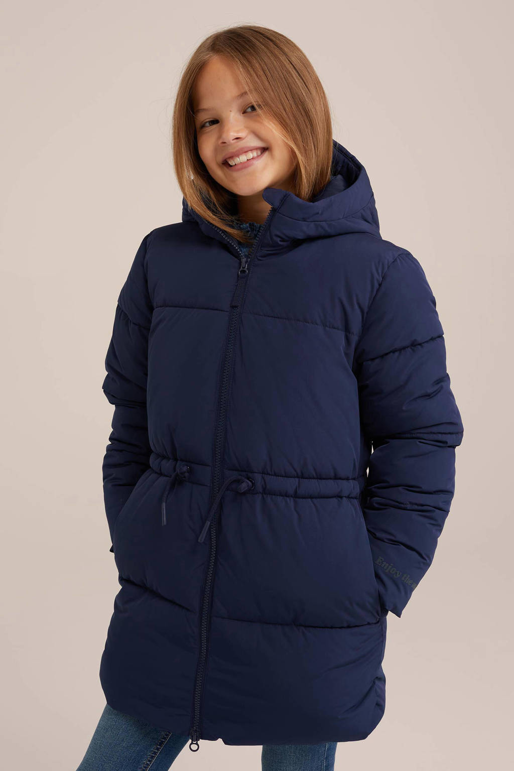 WE Fashion gewatteerde winterjas donkerblauw