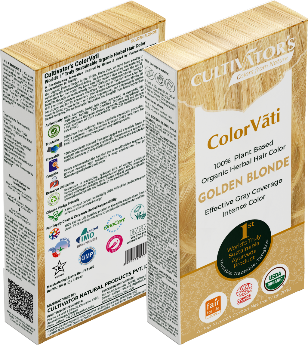 CULTIVATOR'S  ColorVãti Organic Herbal Hair Color - 01 Golden Blonde, 100 g
