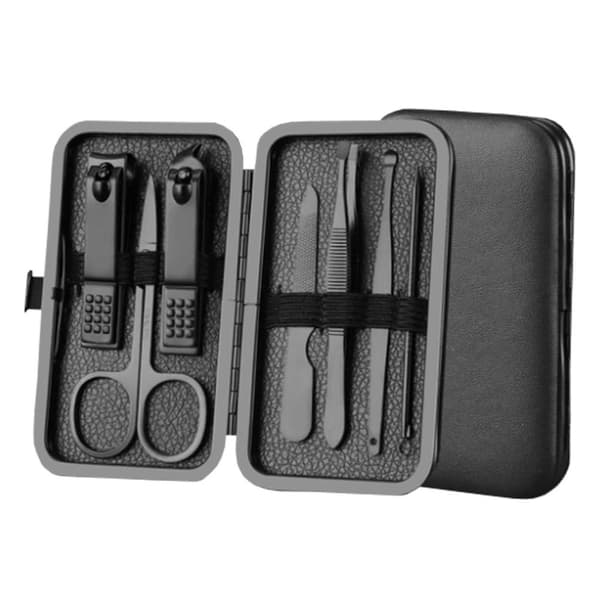 Svart manikyrsett 7 deler - Nail Mower Nail Kit Etui