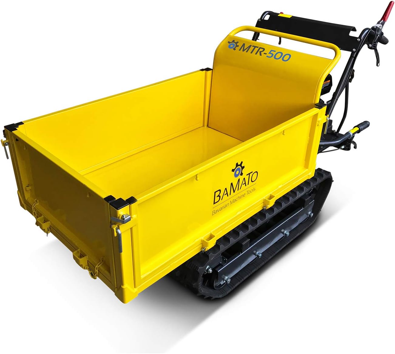 BAMATO Mini-Raupendumper MTR-500 / Gelb, Zuladung: bis 500 kg, kraftvoller 6,5 PS Motor, 6 Vorwärts- und 2 Rückwärtsgänge