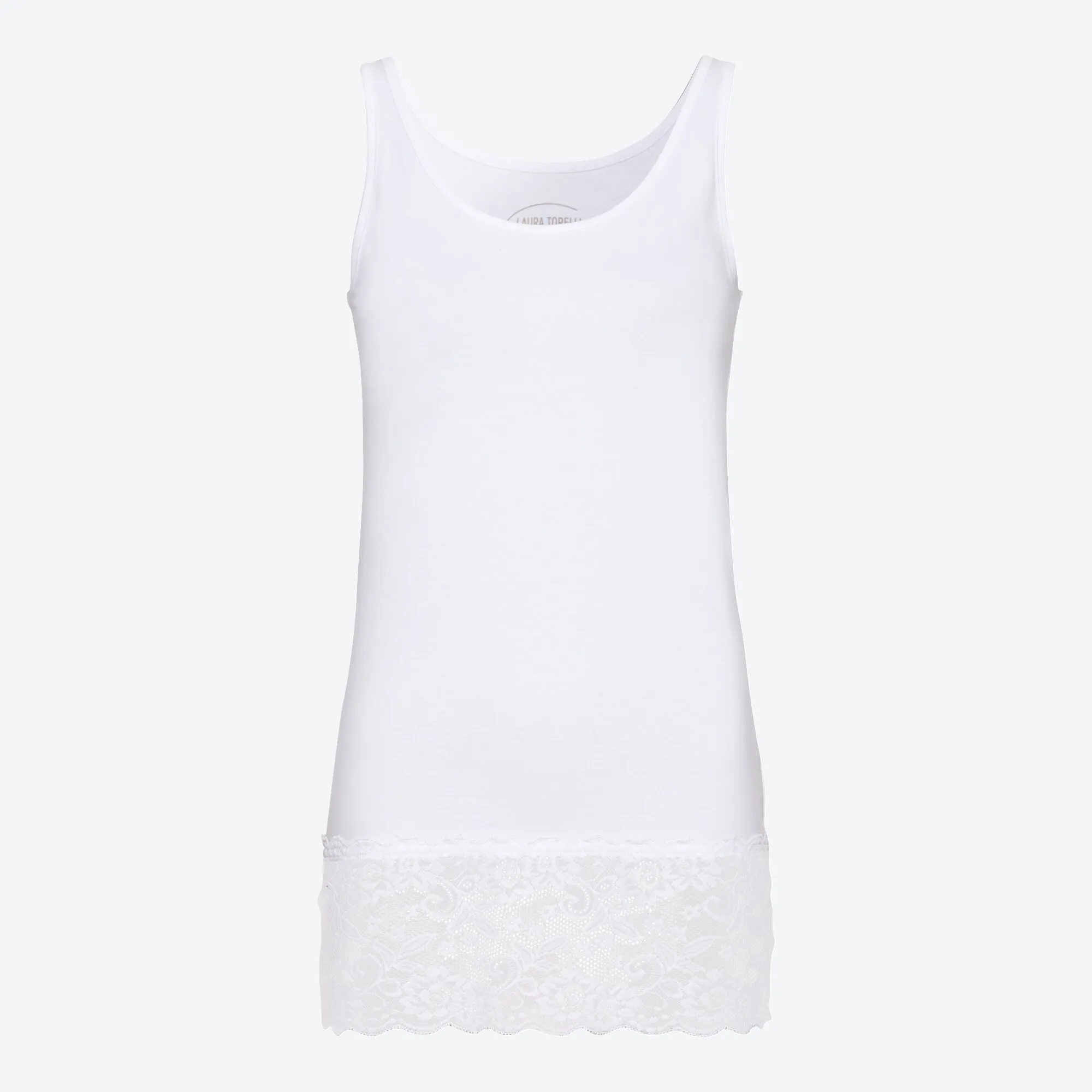Damen-Longtop mit Spitze am Saum