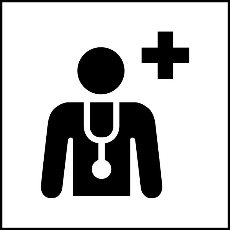 Panneau Centre médical ou médecin - ISO 7001 en Gravoply