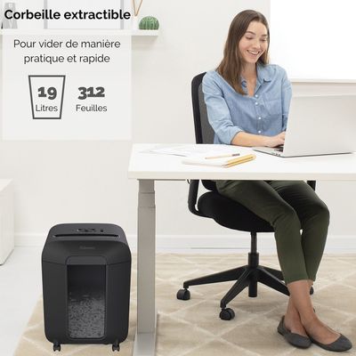 Fellowes Powershred LX85 - destructeur de documents coupe croisée - 12 feuilles - Corbeille 19 litres - sécurité SafeSense