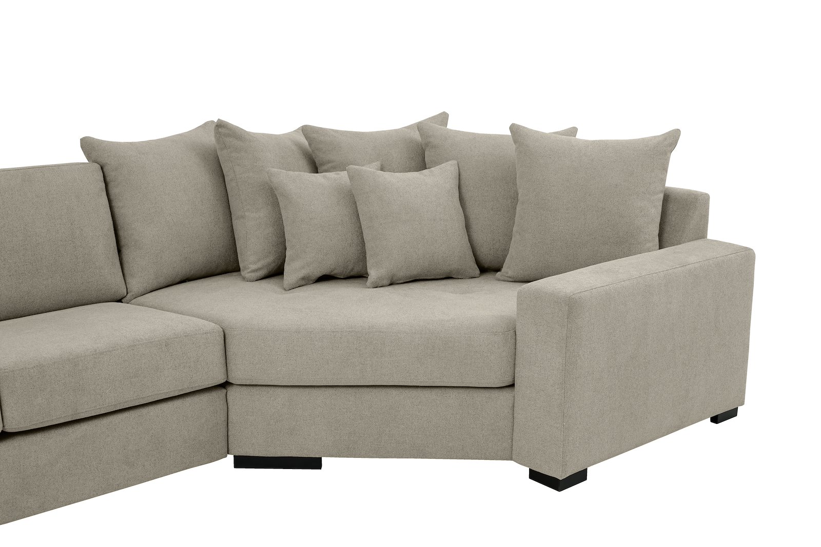 Modern Living U-sofa Sjeselong venstre med 2-seter og cosy corner høyre.Tekstil Brooklyn 14 Latte med Arm A og ben 2 sortbeiset eik.