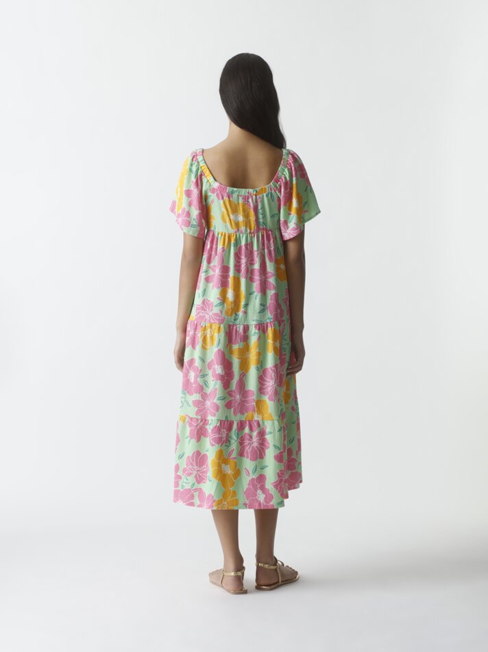 Vestido longo estampado - Esverdeado