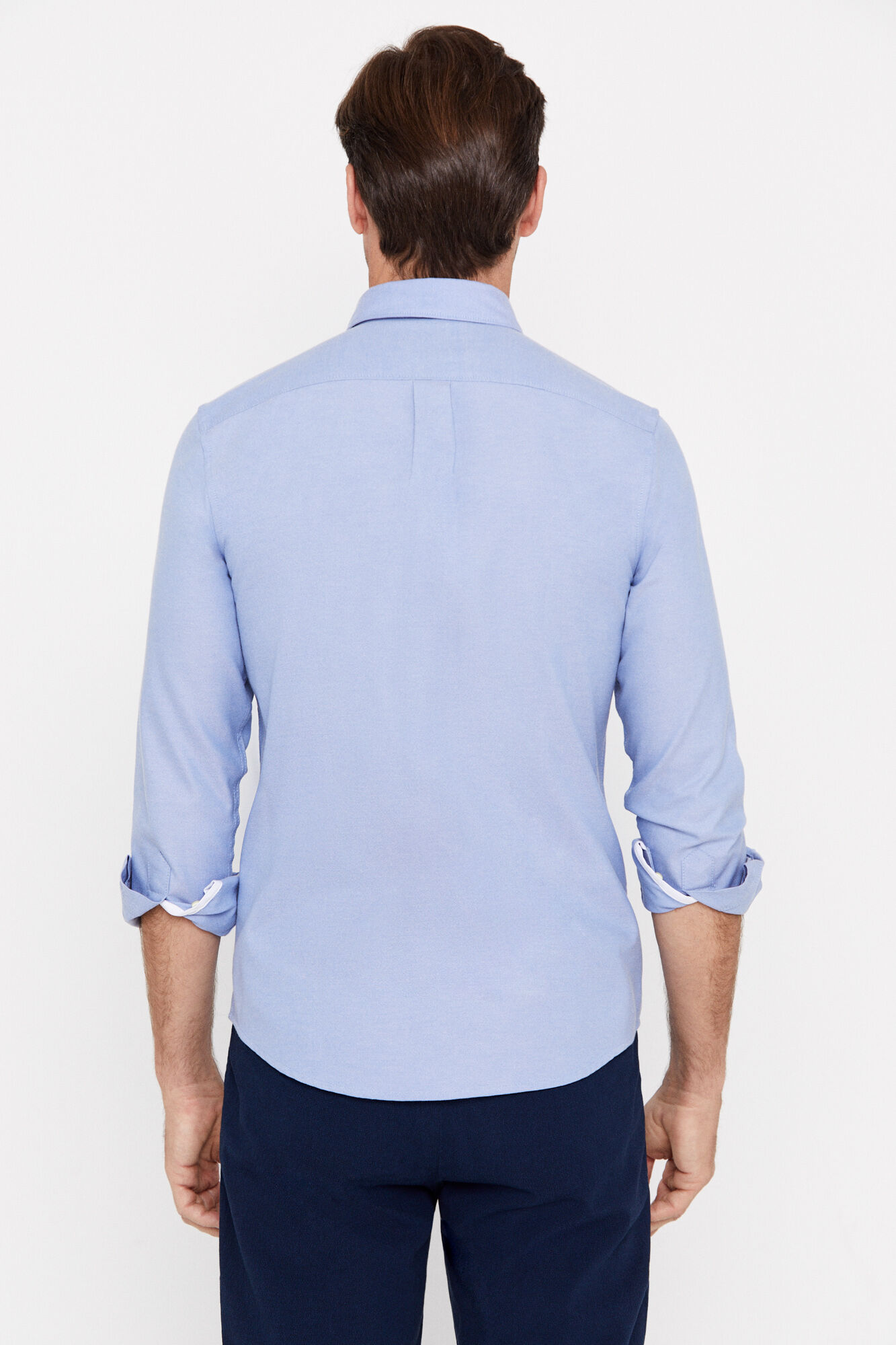 Camisa Oxford lisa, fácil de passar - Azul