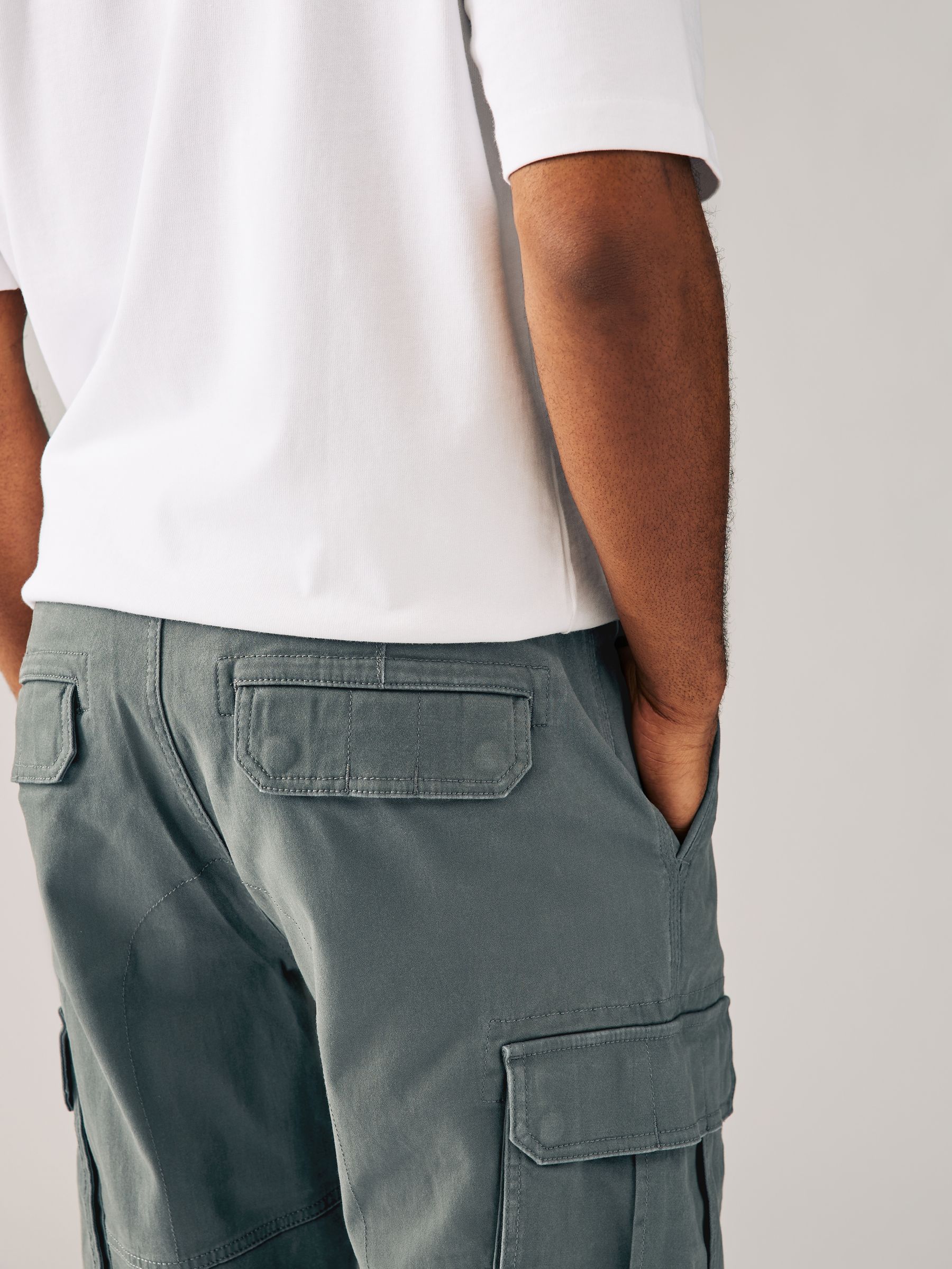 Antracietgrijs - Relaxed fit - Katoenen cargostretchbroek