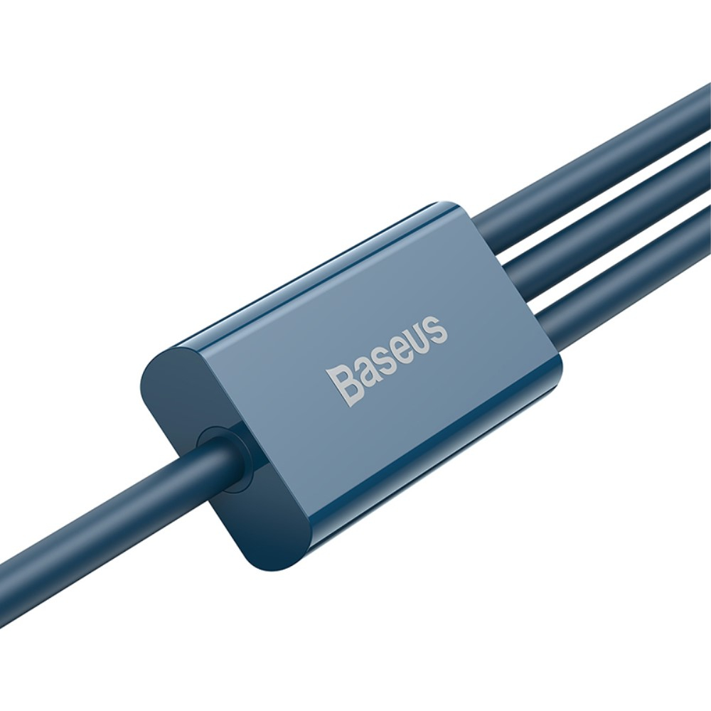(1.5m) 3.5A 3in1 USB A auf USB C / Lightning / Micro USB Ladekabel Datenkabel - Blau
