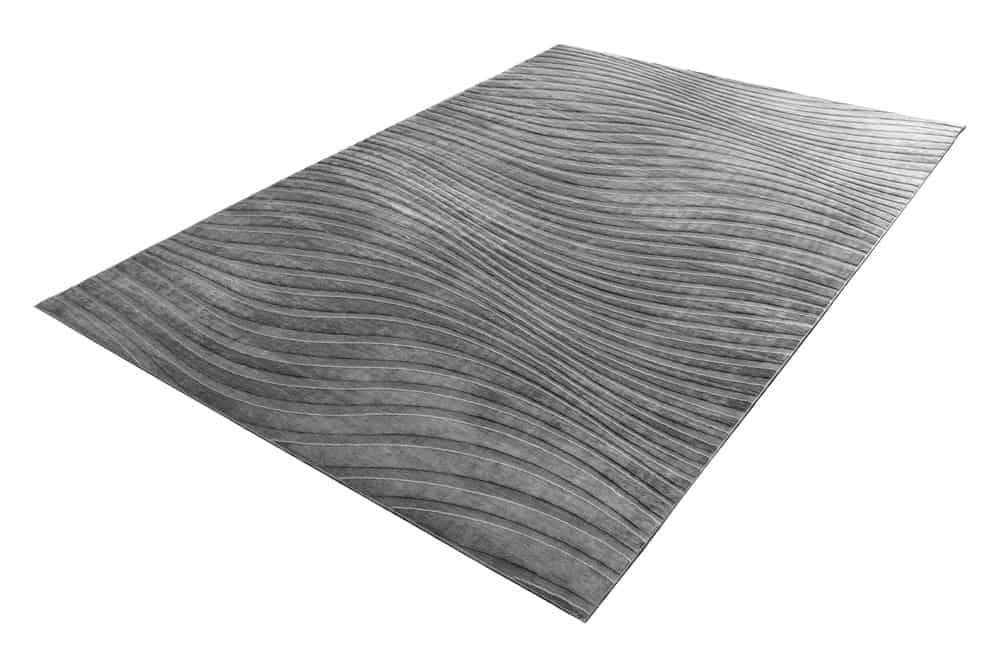 Moderner Teppich WAVE 230x160cm anthrazit Kurzflor Indoor Hoch-Tief-Effekt