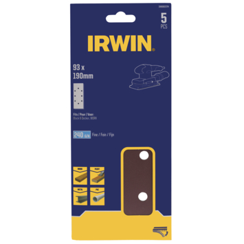 Irwin schuurvel 190 x 93 mm K240 zelfhechtend, met perforatie voor B D, 5 stuks.
