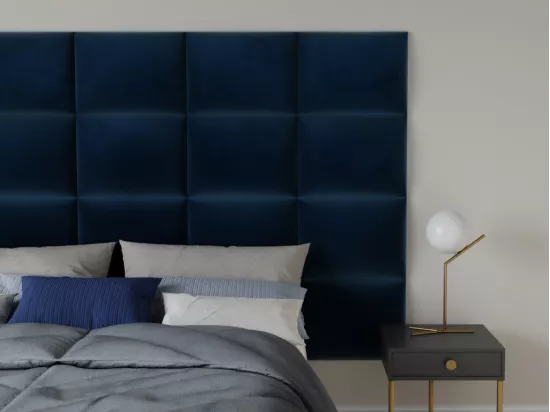 Panneaux muraux tête de lit - 200 cm - Velours - Bleu - BARTEL de Pascal Morabito