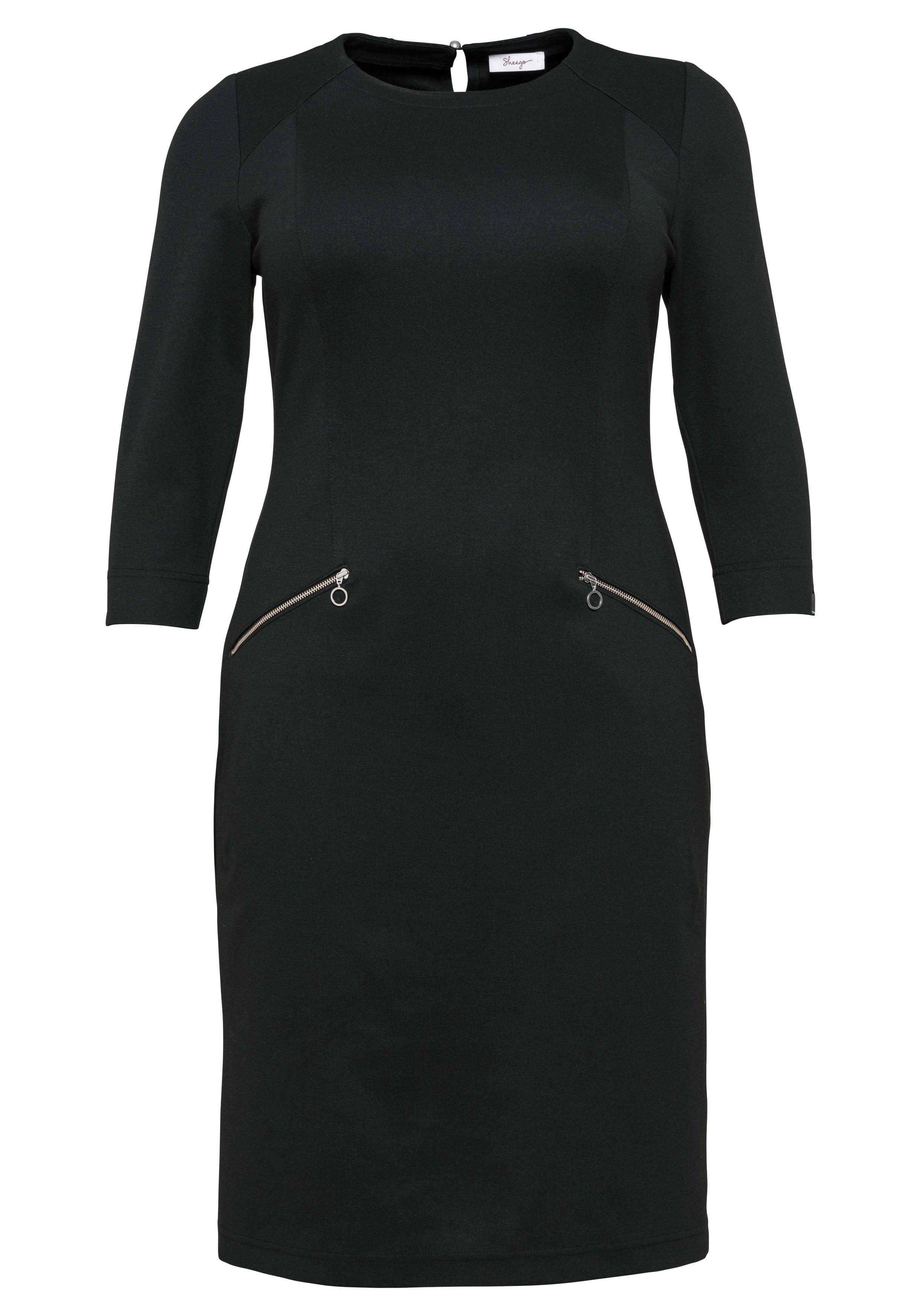 Etuikleid mit 3/4-Arm, im Materialmix