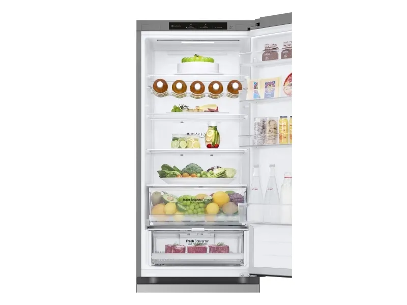 LG GBV3200DPY - Køleskab/fryser - bund-fryser - bredde: 59.5 cm - dybde: 68.2 cm - højde: 203 cm - 387 liter - Klasse D - prime-sølv