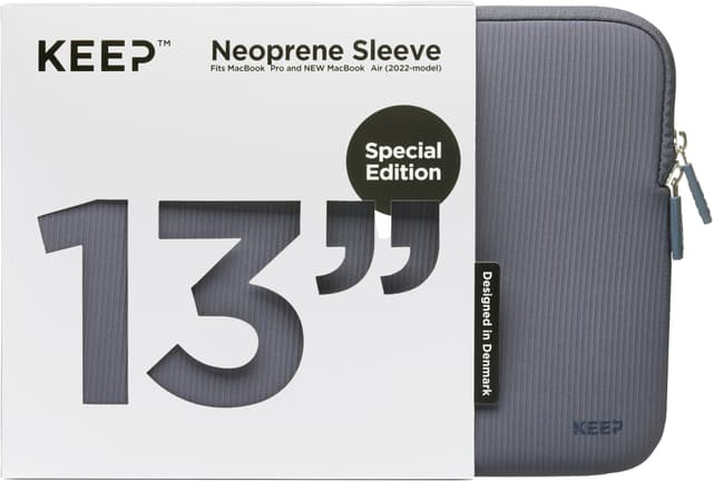 KEEP 13,6″ MacBook sleeve i neopren/tekstil (blå granit)