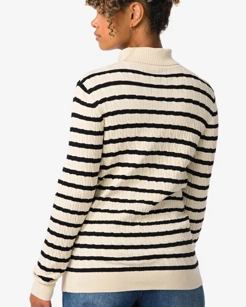 pull col roulé femme Louisa blanc/noir