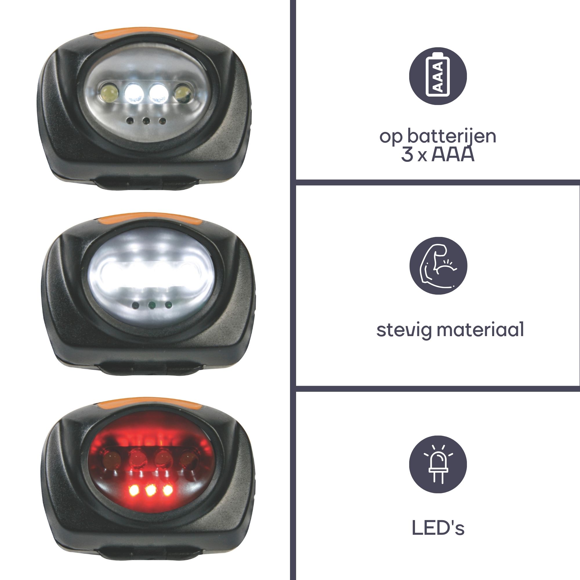 Perel 7-leds hoofdlamp - Black