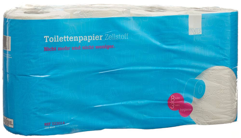 FUNNY WC-Papier Zellstoff 3-lagig 250 Blatt Rolle 8 Stk