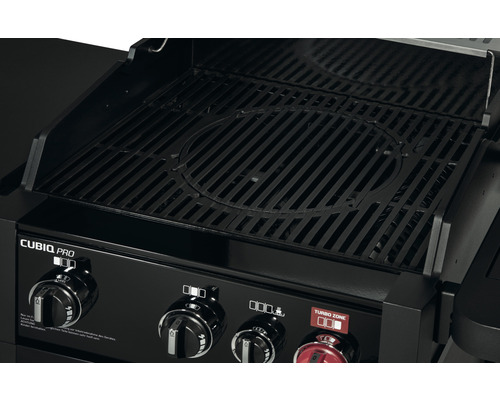 Enders Cubiq Pro 3 R Turbo 3-pits gasbarbecue, zwart, inclusief dekselthermometer, vetopvangbak, grillrooster, krachtige verwarmingszone, uitklapbare zijtafel, warmhoudrek.
