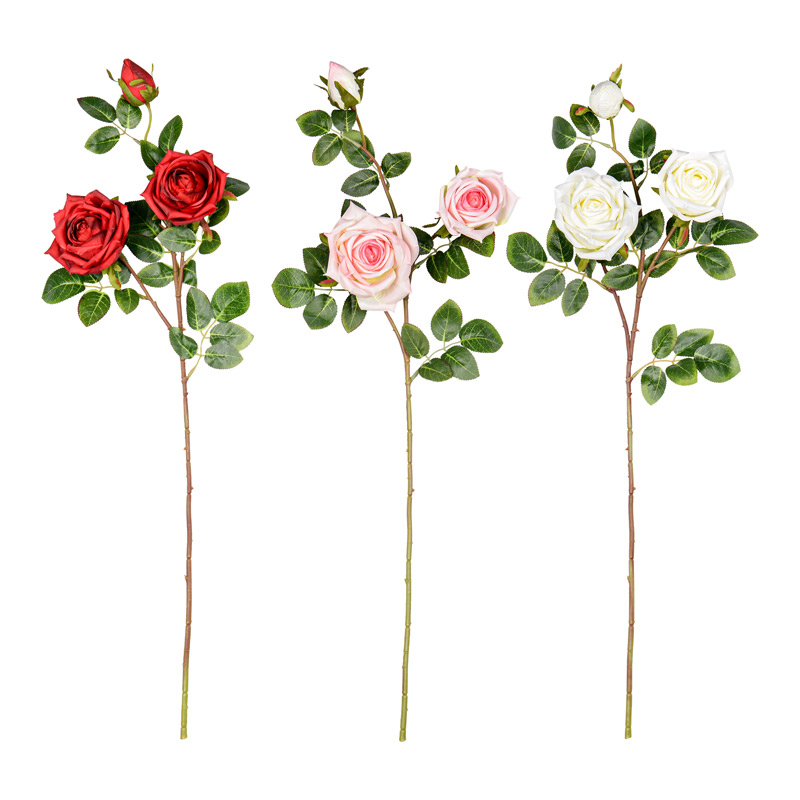 Tige de rose 2 fleurs avec bouton