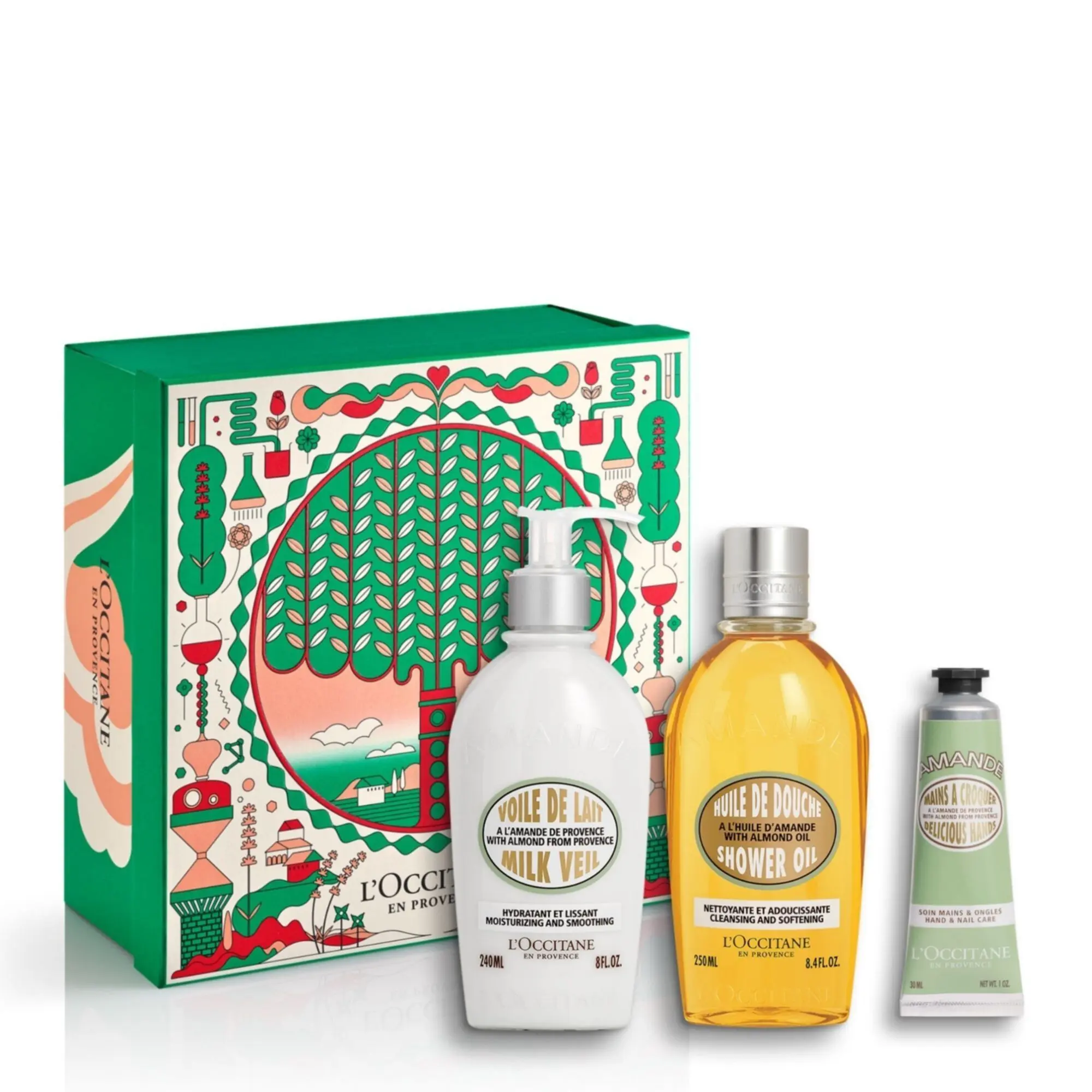 L'Occitane en Provence - Coffret Amande Voile de Lait, Huile de Douche & Crème Mains- Coffrets Soins