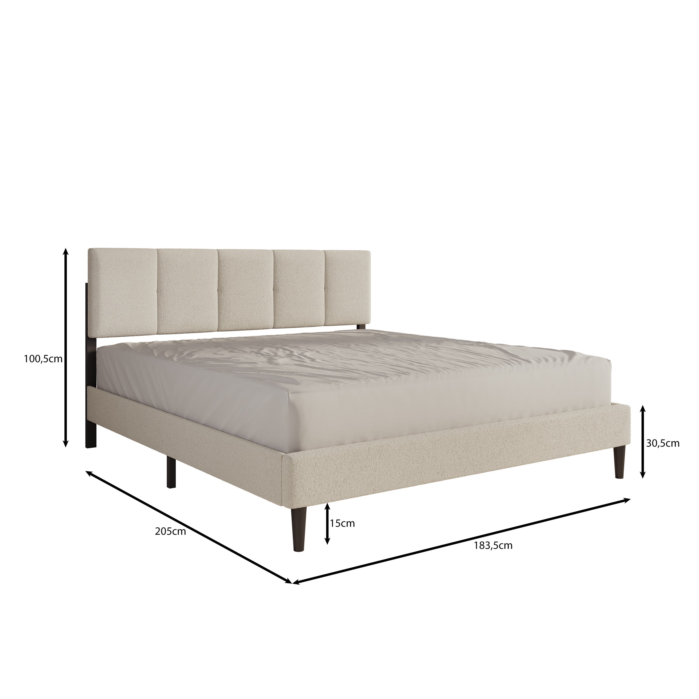 Varell - Tweepersoonsbed - Teddystof beige - 180x200 cm