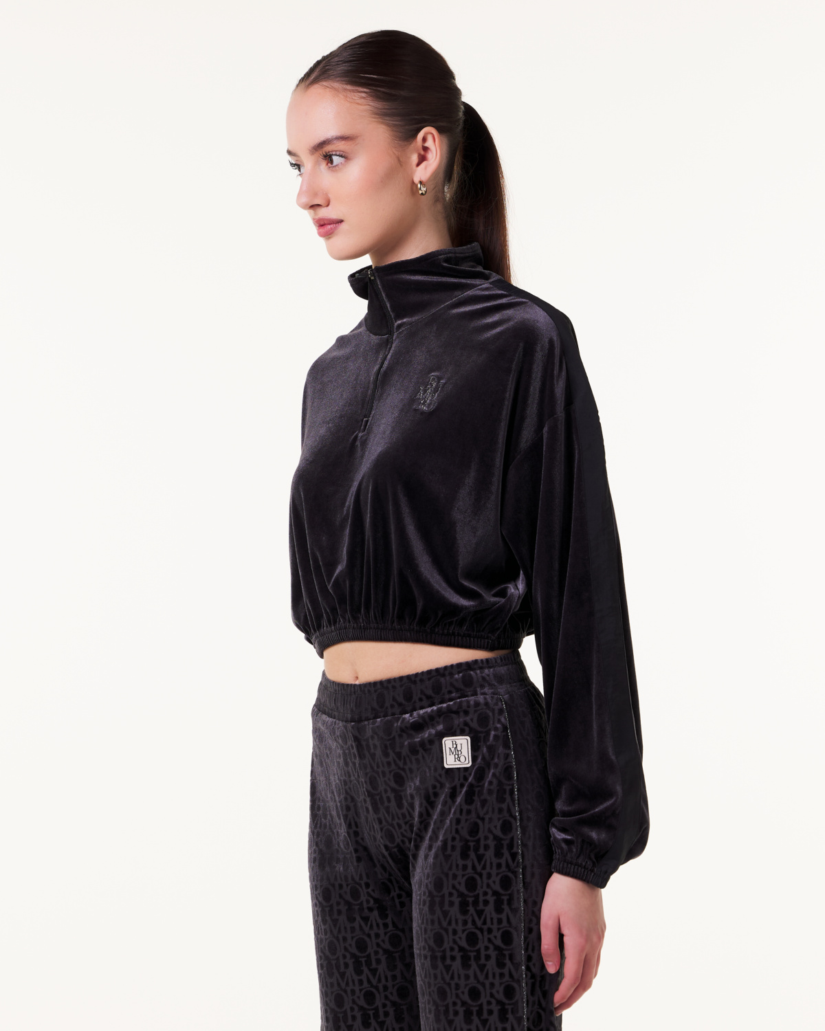 Bumpro Monogram Velour 1\2 Zip Black