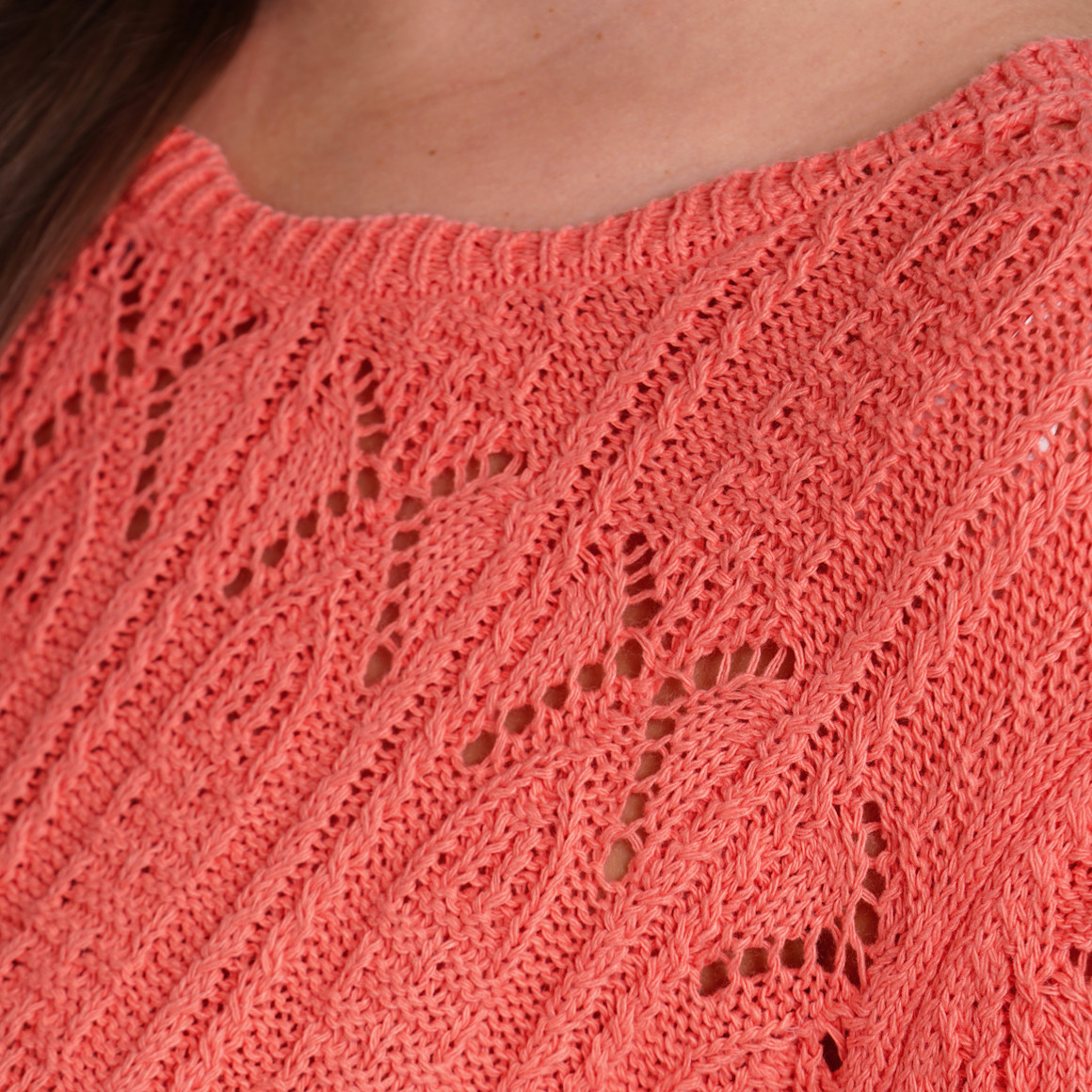Gina Benotti Damen Strickpullover in Häkel-Optik pink