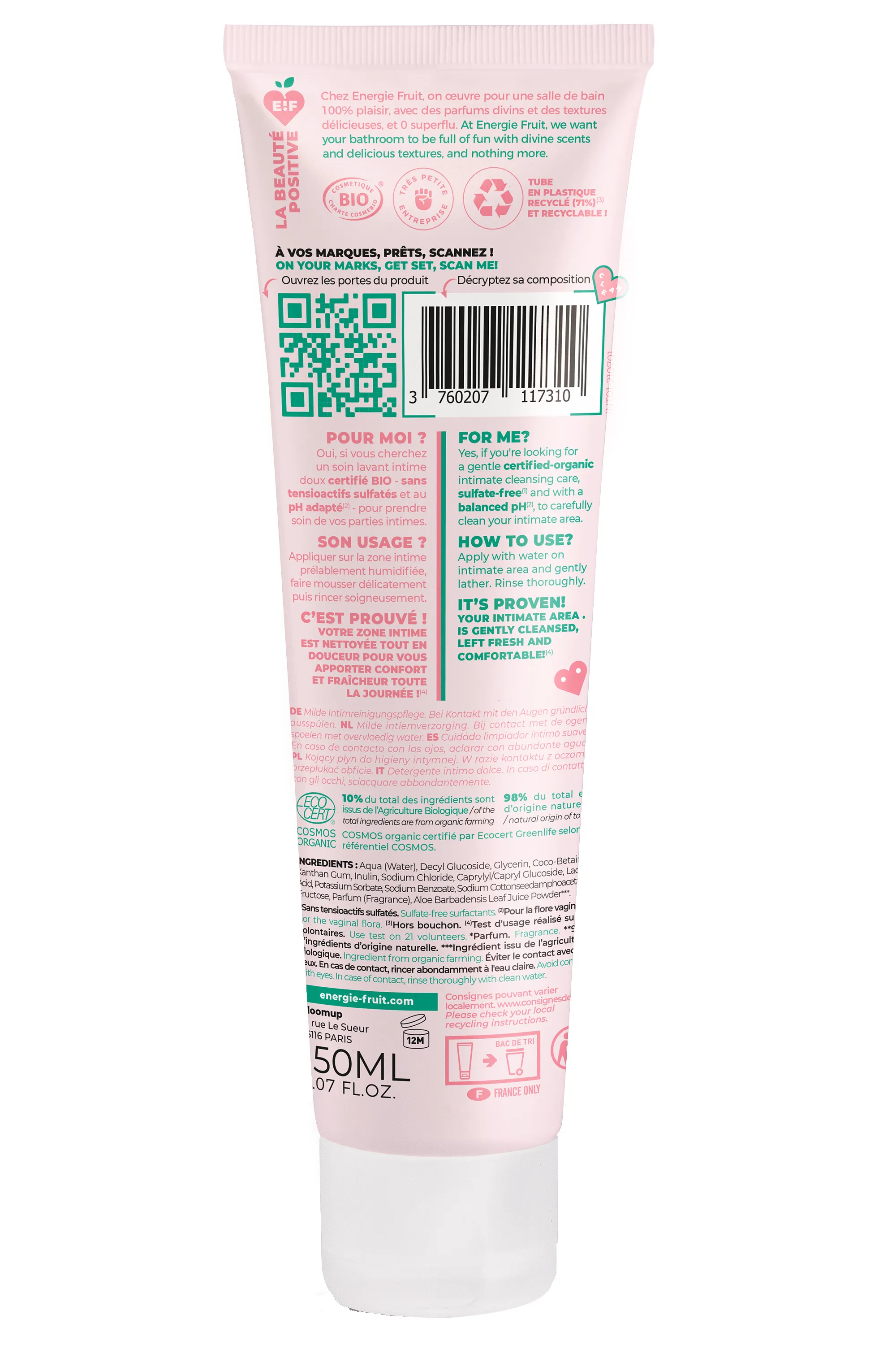 Energie Fruit Soin lavant intime bio à la fleur de coton-150 ml