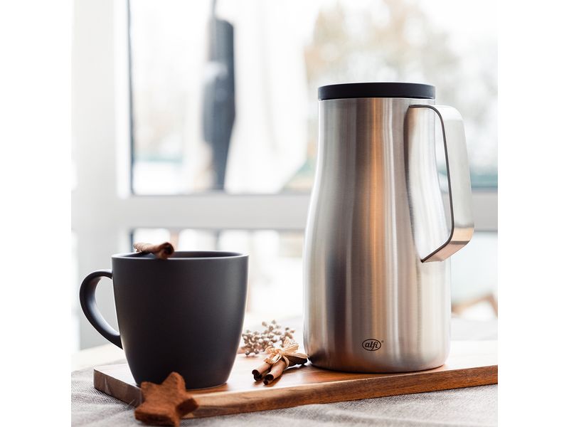 Alfi Thermoskanne Studio 1000 ml, Silber Karaffe aus Edelstahl