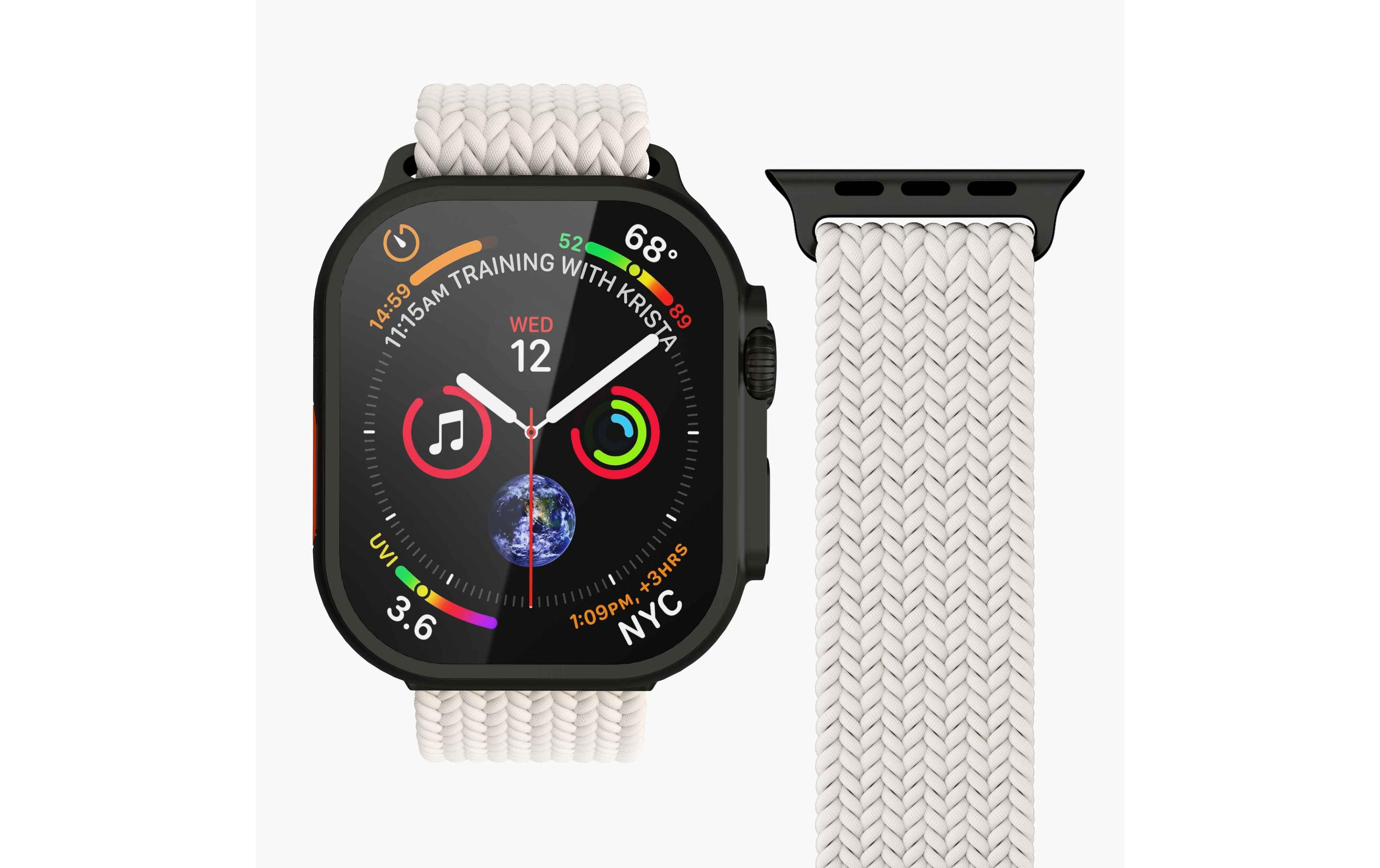 Armband Woven Loop Apple Watch 44/45/46/49 mm Cream BlackArmband für Apple Watch 44/45/46/49 mm