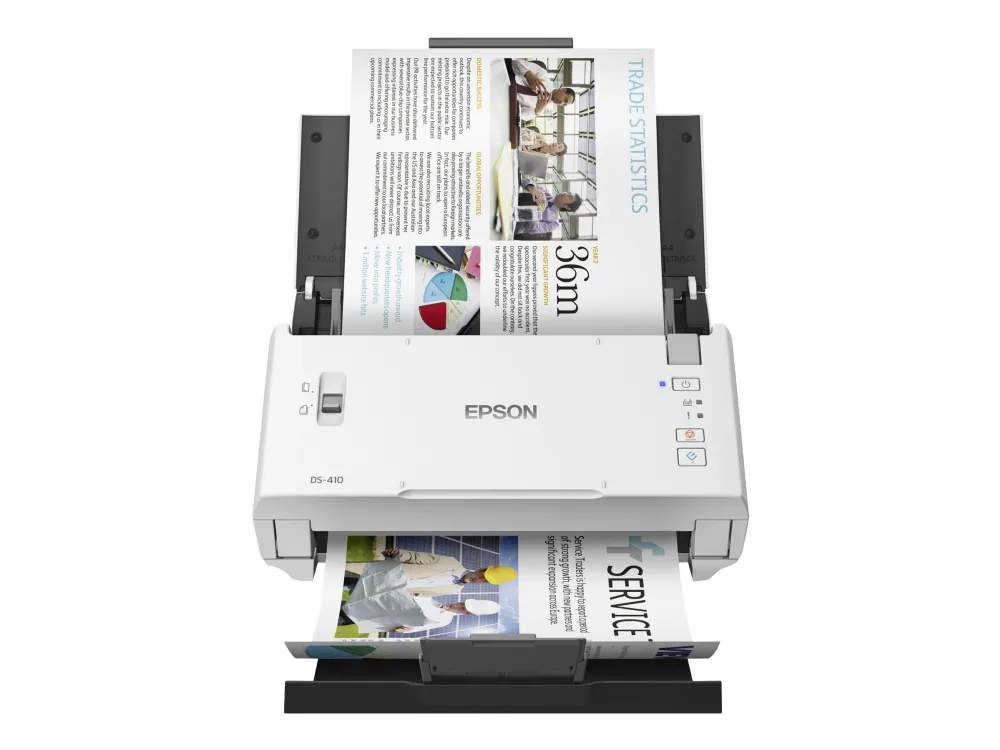 Epson WorkForce DS-410 - Dokumentscanner - Contact Image Sensor (CIS) - Duplex - A4 - 600 dpi x 600 dpi - op til 26 ppm (mono) / op til 26 ppm (farve) - ADF (50 ark) - op til 3000 scanninger pr. dag - USB 2.0