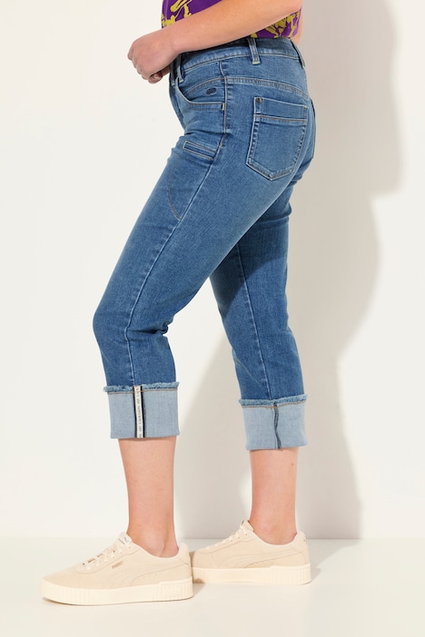 Jeans, Straight Fit, 5-Pocket, Saum Umschlag