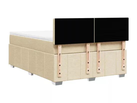 Sommier à lattes de lit avec matelas Crème 160x200 cm Tissu
