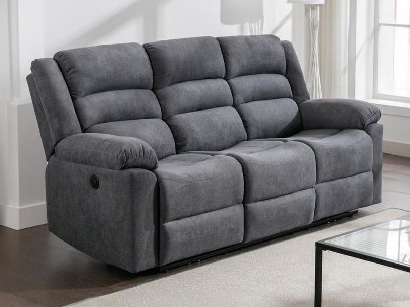 Burolo - Elektrische Relaxbank - Grijs - 100% Polyester - 3 Plaatsen