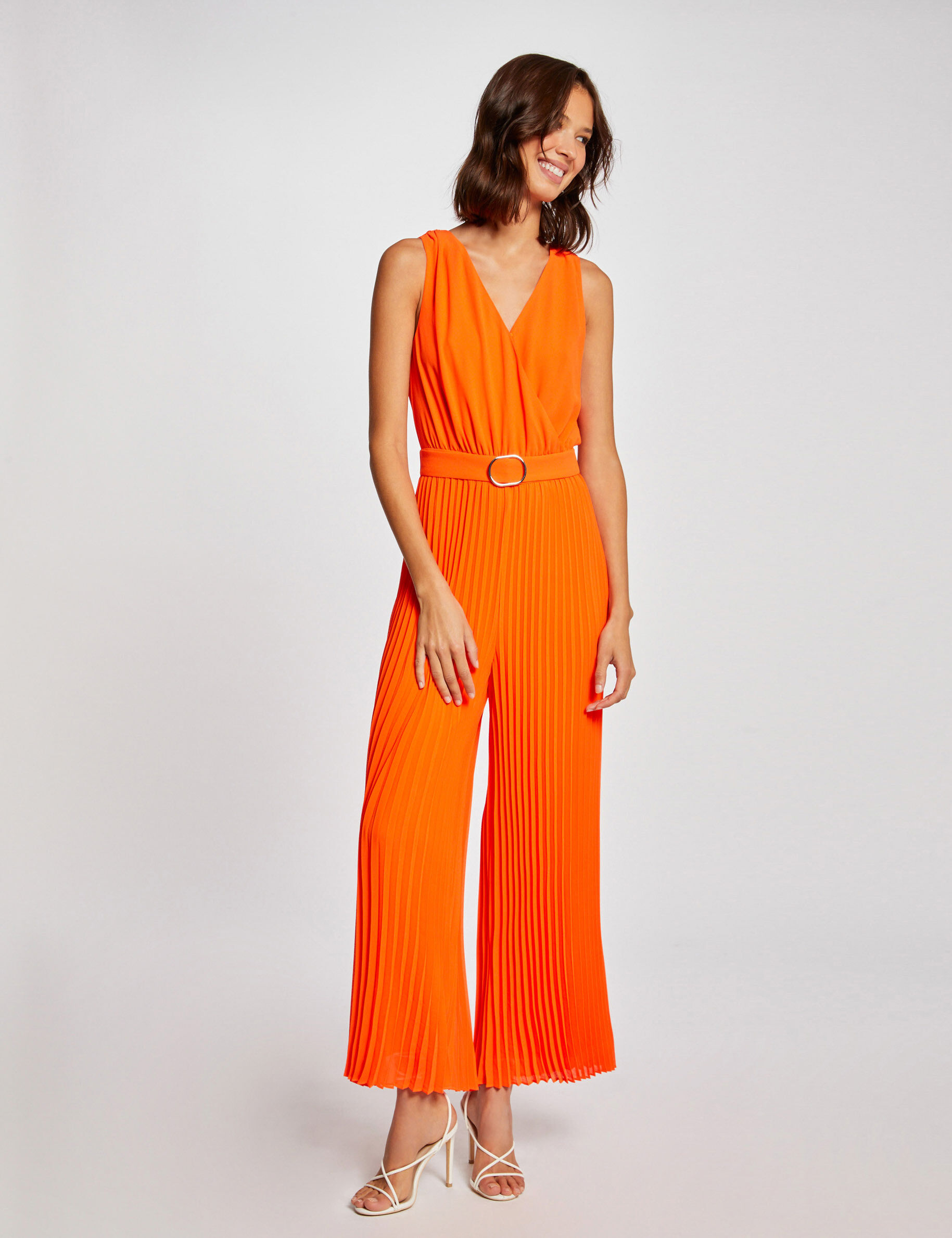 Combinaison ample à jambes plissées orange femme - orange