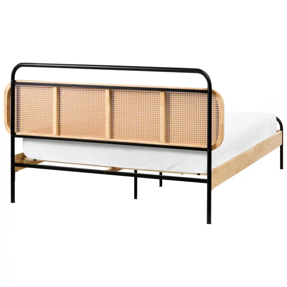 BOUSSICOURT - Tweepersoonsbed - Lichtbruin - 140 x 200 cm - Rubberhout